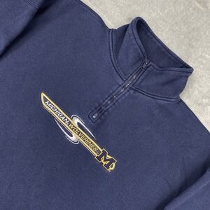 Vintage Michigan Wolverines‎ Sweatshirt Mens Size XXL Blue Embroidered 1/4 Zip